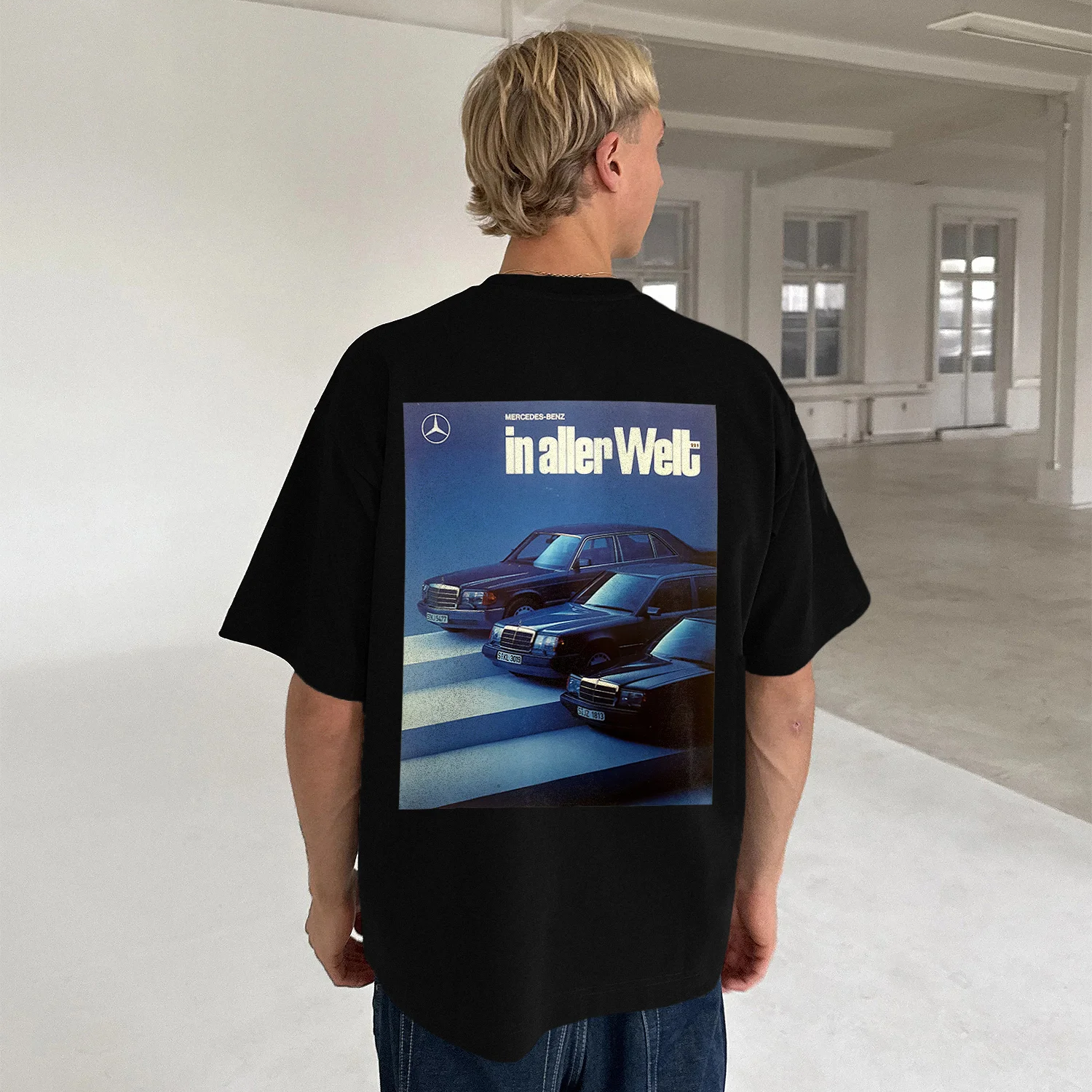 Casual Retro Street Car Printed Short Sleeve Crew Neck T-Shirt 112