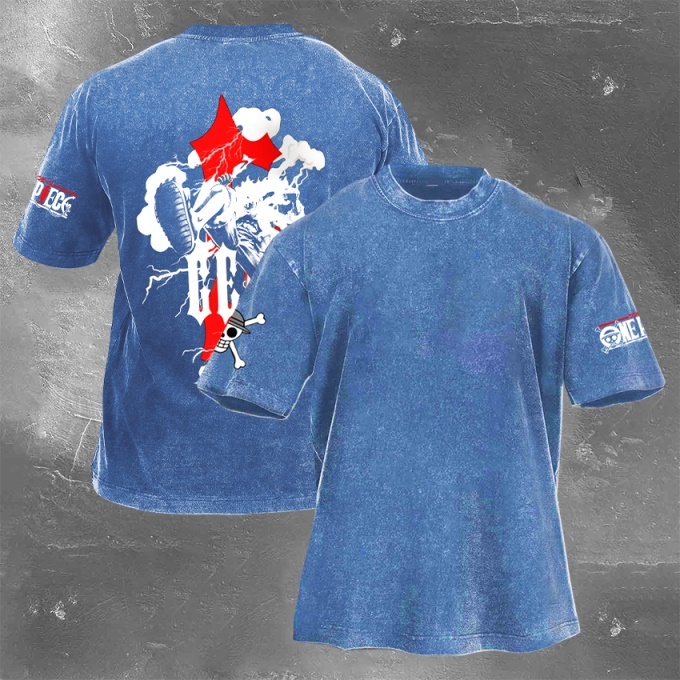 Classic Popular Anime Print Retro Washed Short Sleeves 04