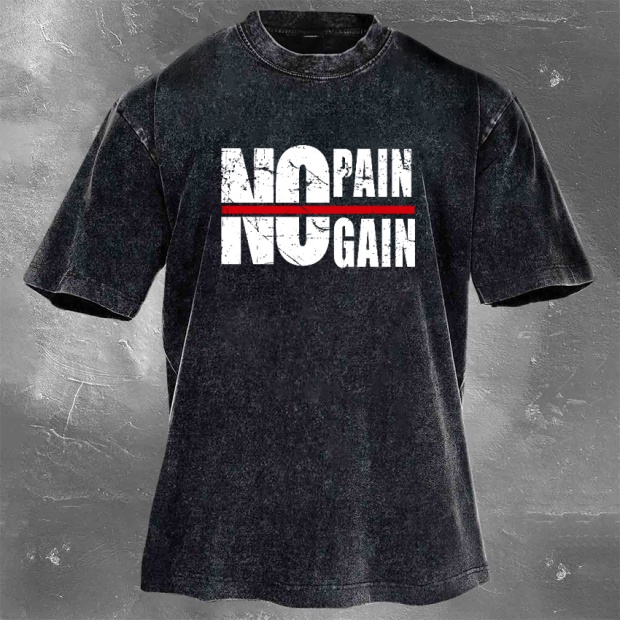 Street Fitness Boxing Print Washed Vintage Short Sleeve 03