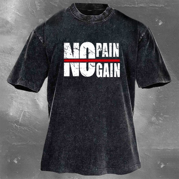 Street Fitness Boxing Print Washed Vintage Short Sleeve 03