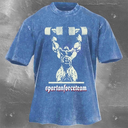 Fitness Print Washed Vintage Short Sleeves 01