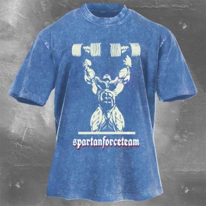 Fitness Print Washed Vintage Short Sleeves 01