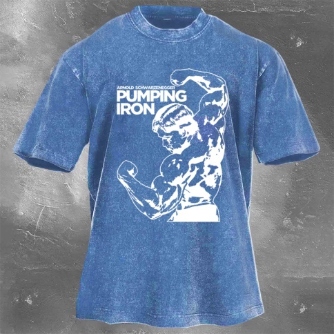 Fitness Print Washed Vintage Short Sleeves 03