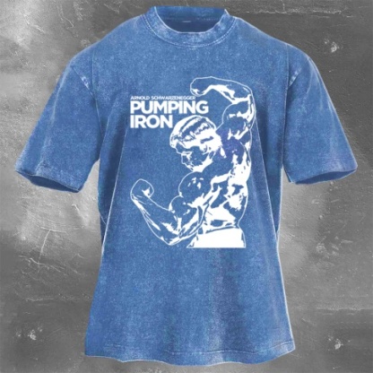 Fitness Print Washed Vintage Short Sleeves 03