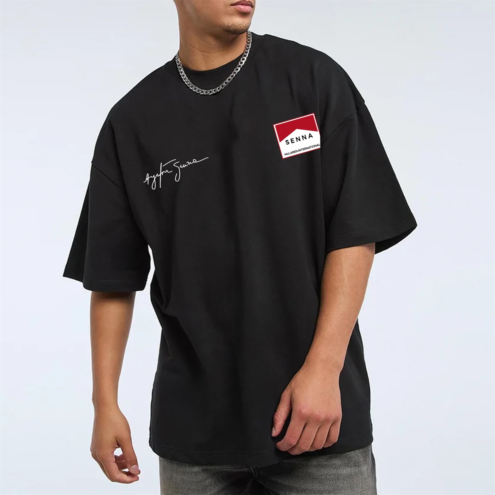 Legendary Racing Driver Aryton Senna Street Print Cotton T-Shirt 06