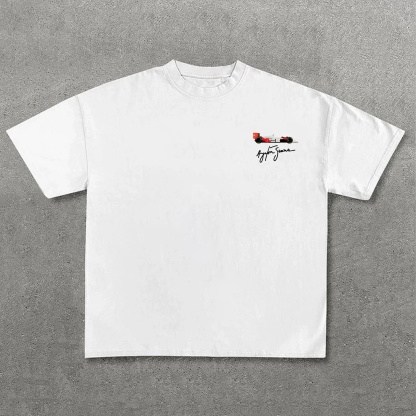 Casual Retro Street Car Printed Short Sleeve Crew Neck T-Shirt 200