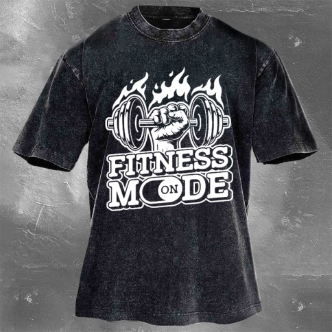 Fitness Print Washed Vintage Short Sleeves 02