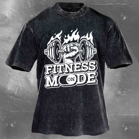 Fitness Print Washed Vintage Short Sleeves 02