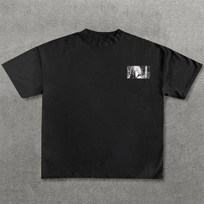 Dark Anime Print Pure Cotton Casual Short Sleeves 02