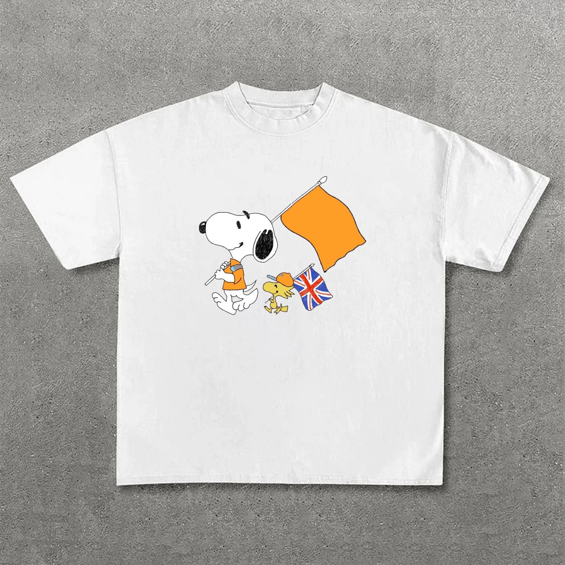 Casual Retro Street Racing Printed Short Sleeves 21