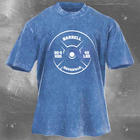 Fitness Print Washed Vintage Short Sleeves 07