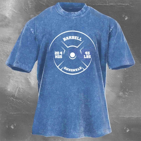 Fitness Print Washed Vintage Short Sleeves 07