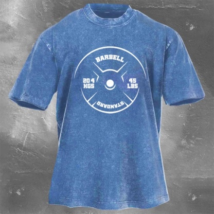 Fitness Print Washed Vintage Short Sleeves 07