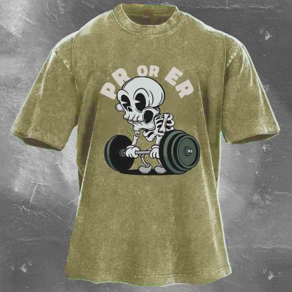 PR OR ER Men's washed T-shirt