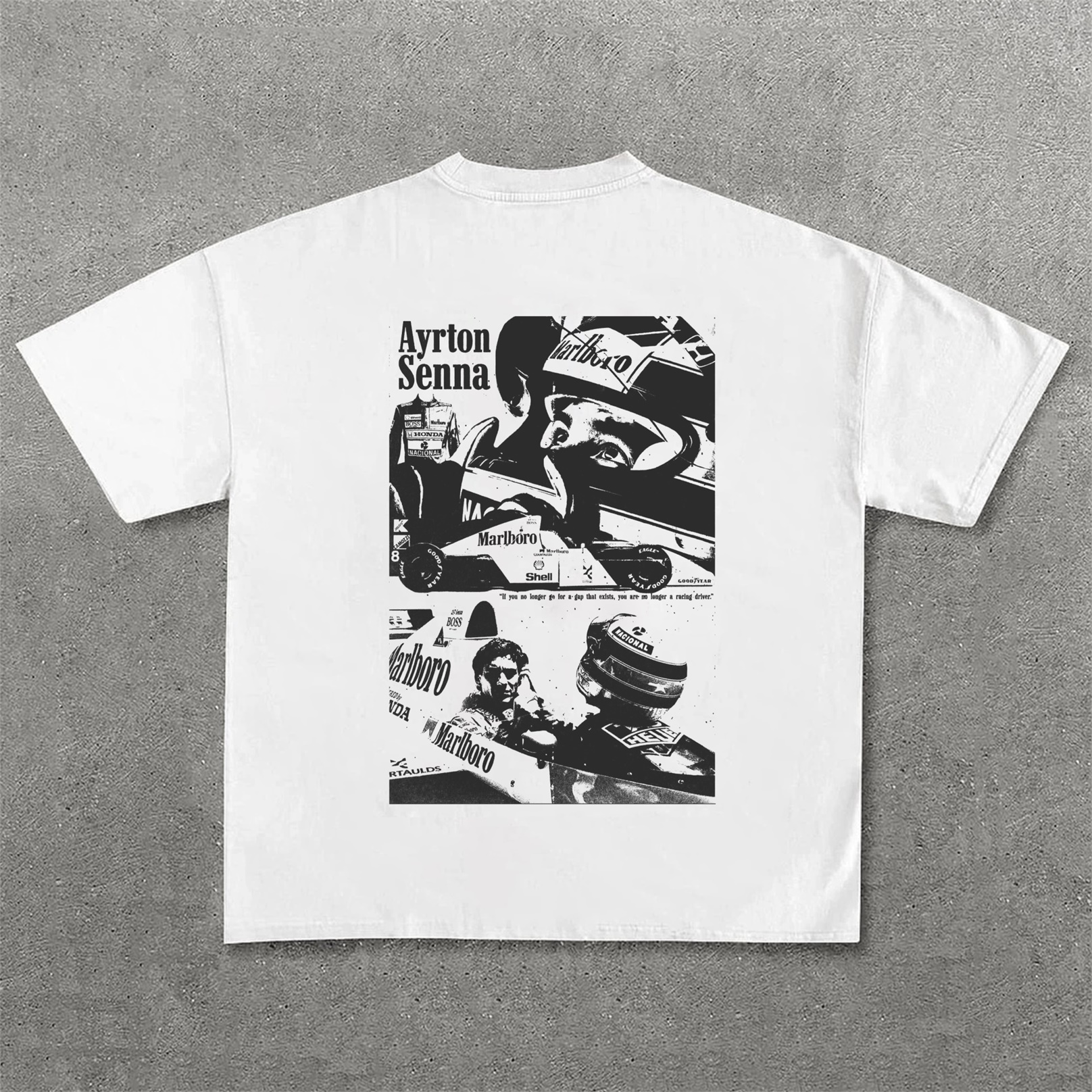 Legendary Racing Driver Aryton Senna Street Print Cotton T-Shirt 05