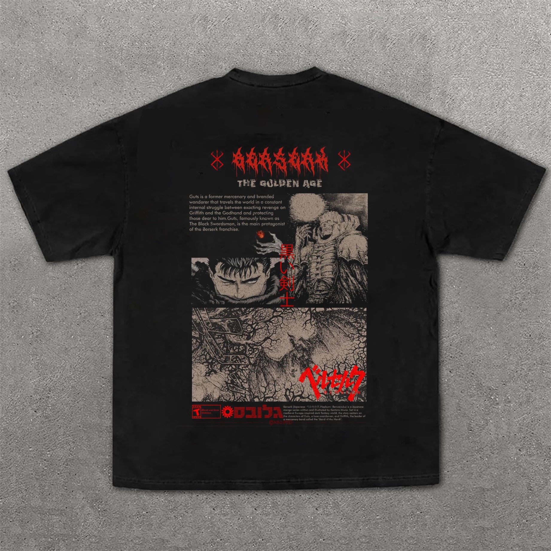 Dark Anime Print Pure Cotton Casual Short Sleeves 04