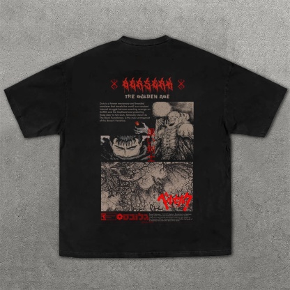 Dark Anime Print Pure Cotton Casual Short Sleeves 04