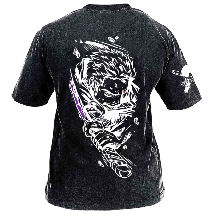 Classic Popular Anime Print Retro Washed Short Sleeves 05