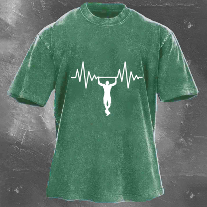 Personalized Fun Fitness Pattern Print Men's Washed T-shirt