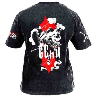 Classic Popular Anime Print Retro Washed Short Sleeves 04