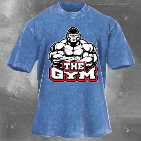 Fitness Print Washed Vintage Short Sleeves 04