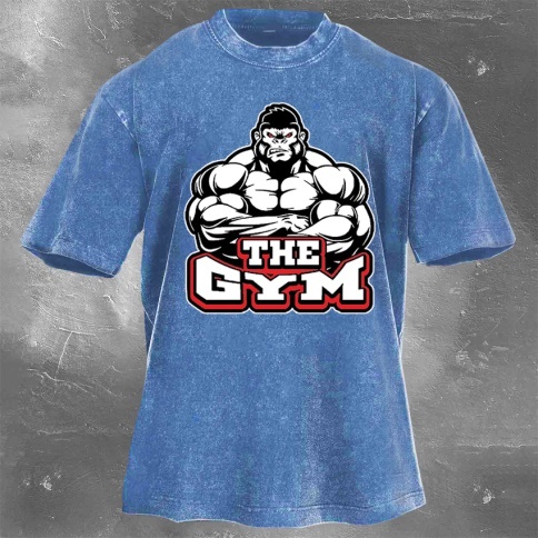 Fitness Print Washed Vintage Short Sleeves 04