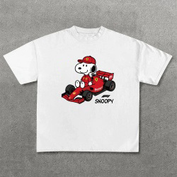 Cartoon Character Print × Racing Print Street Casual Cotton T-Shirt 08