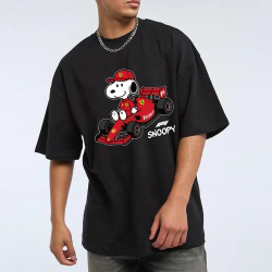 Cartoon Character Print × Racing Print Street Casual Cotton T-Shirt 08