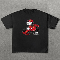 Cartoon Character Print × Racing Print Street Casual Cotton T-Shirt 08