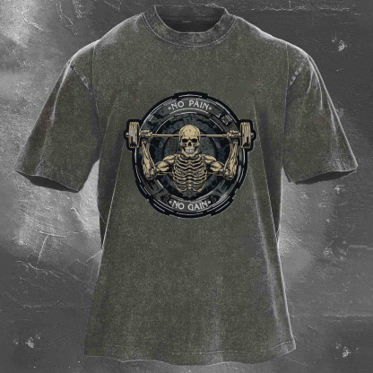 NO PAIN NO GAIN Men's Washed T-shirt