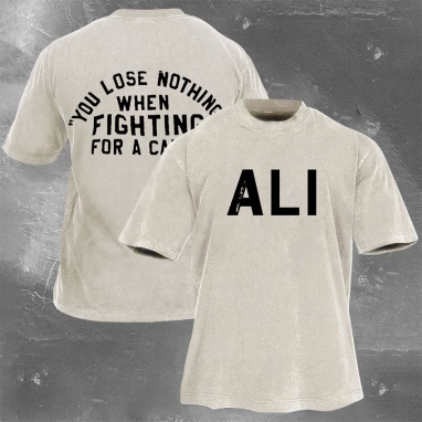 Muhammad Ali Printed Washed Retro Casual Short Sleeves 02