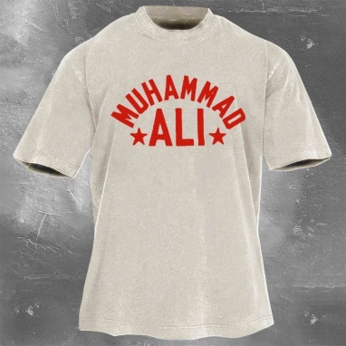 Muhammad Ali Printed Washed Retro Casual Short Sleeves 01