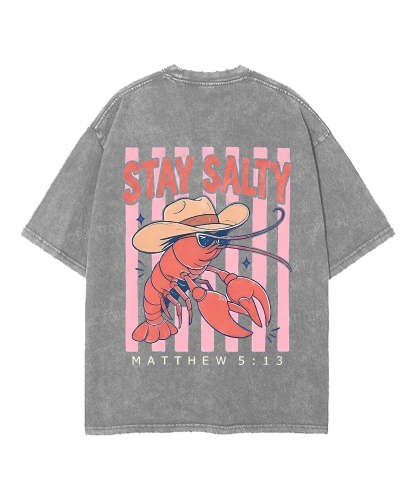 Stay Salty Double Sided Unisex Washed Christian T-shirt