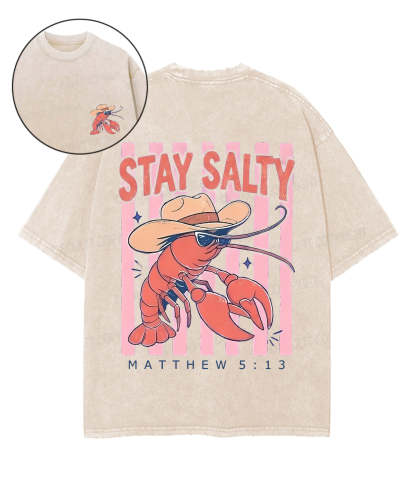 Stay Salty Double Sided Unisex Washed Christian T-shirt