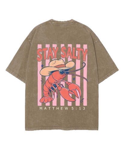 Stay Salty Double Sided Unisex Washed Christian T-shirt