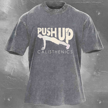 PUSHUP CALISTHENICS Men's washed T-shirt