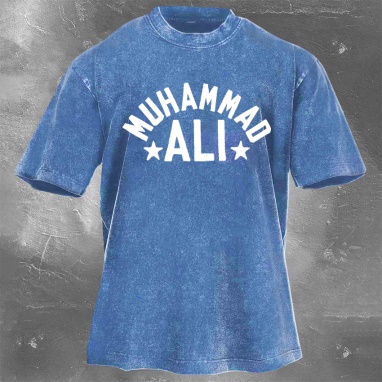 Muhammad Ali Printed Washed Retro Casual Short Sleeves 01