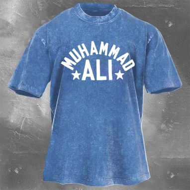 Muhammad Ali Printed Washed Retro Casual Short Sleeves 01