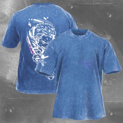 Classic Popular Anime Print Retro Washed Short Sleeves 05