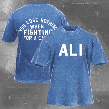 Muhammad Ali Printed Washed Retro Casual Short Sleeves 02