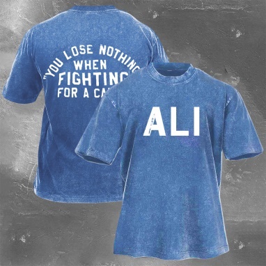 Muhammad Ali Printed Washed Retro Casual Short Sleeves 02