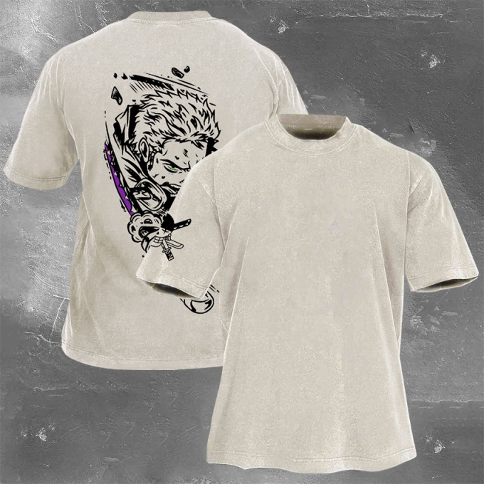 Classic Popular Anime Print Retro Washed Short Sleeves 05