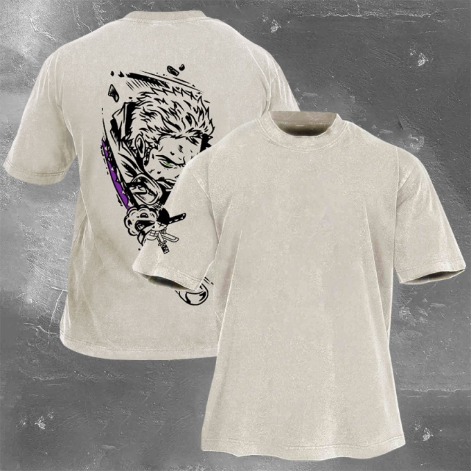 Classic Popular Anime Print Retro Washed Short Sleeves 05