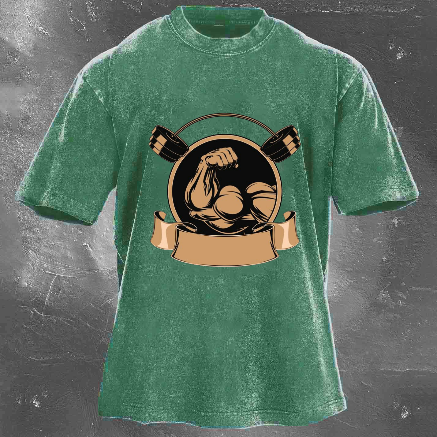 Personalized Fitness Pattern Printing Men's Washed T-shirt