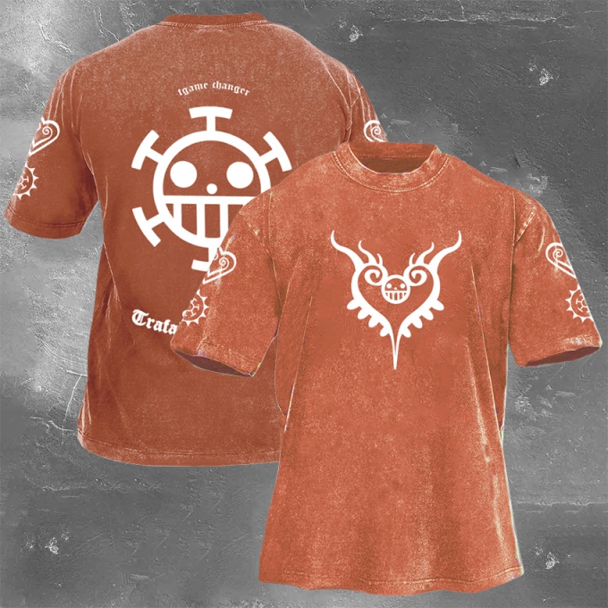 Classic Popular Anime Print Retro Washed Short Sleeves 02