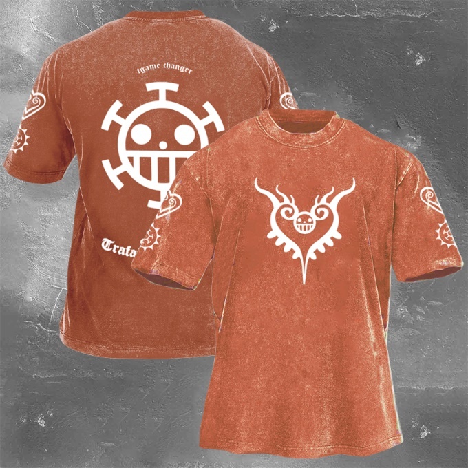 Classic Popular Anime Print Retro Washed Short Sleeves 02