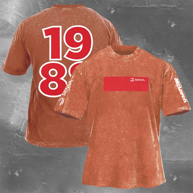 Popular Racing Driver Print Washed Retro Casual T-Shirt 02