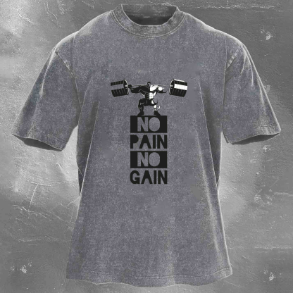 NO PAIN NO GAIN Men's Washed T-shirt