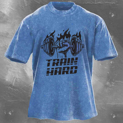 TRAIN HARD Men's Washed T-shirt