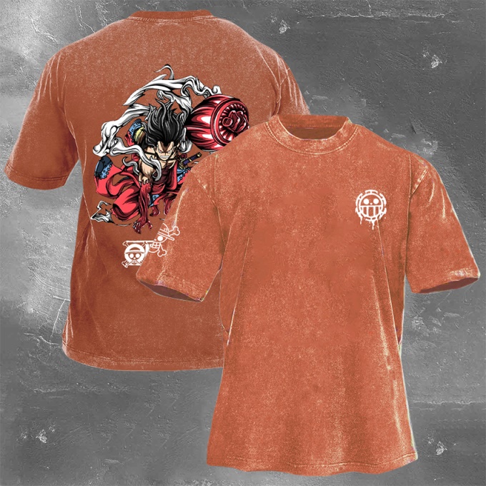 Classic Popular Anime Print Retro Washed Short Sleeves 01